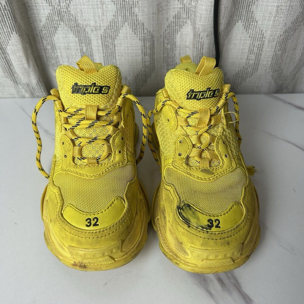 Balenciaga Kids Triple S Chunky Yellow Sneakers Size US/1 EUR/32 654251